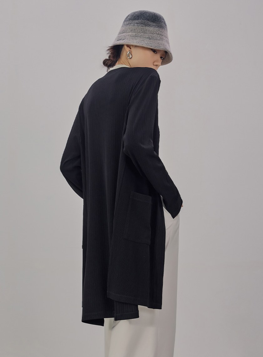 舒適坑條長版外套